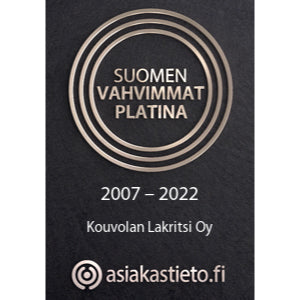 Asiakastieto.fi myöntämä Suomen vahvimmat Platina -tunnus vuosille 2007-2022
